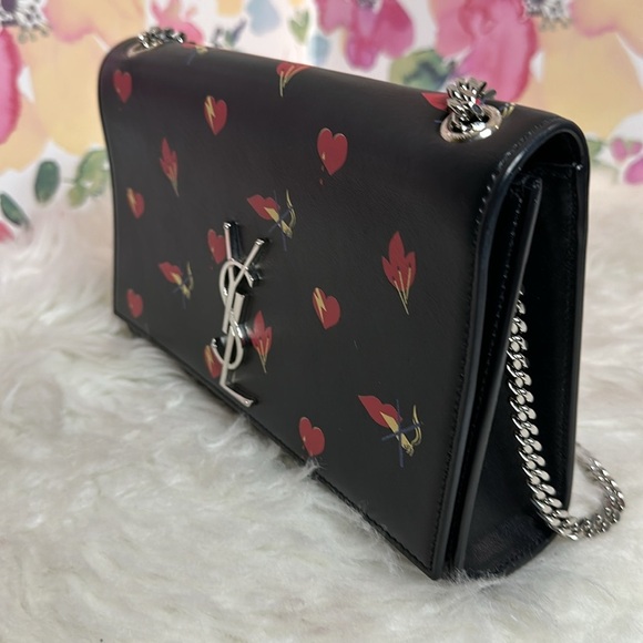 💯Authentic YSL Black Calfskin Printed Kate Medium, Black🍀 - Picture 15 of 17